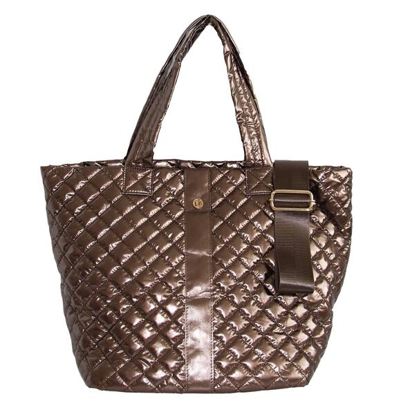 The Debra Diamond Quilted Nylon Tote Bag Cocoa Mocha - Picture 1 of 4